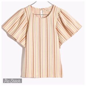 Striped Flutter Sleeve Top MADEWELL